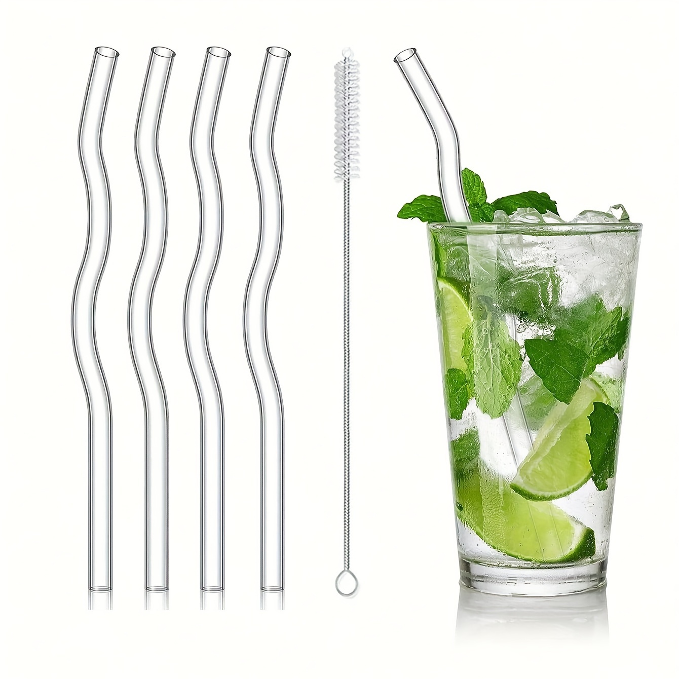 Glass Straw, Transparent Straw For Party, Heat Resistant Straw With  Cleaning Brush, Reusable Straw For Milk Water Cocktail Drinking, Straw For  Decoration, Decorative Straw For Festival Party Wedding Cocktail Bar, Beach  Vacation