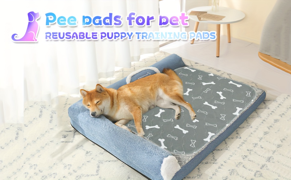 Bone Pattern Reusable And Washable Dog Toilet Mat, Absorbent Leak