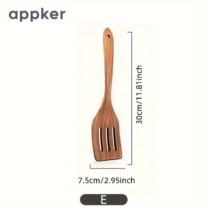 Set de 5 utensilios de cocina, madera de bambú, 30 cm, con soporte