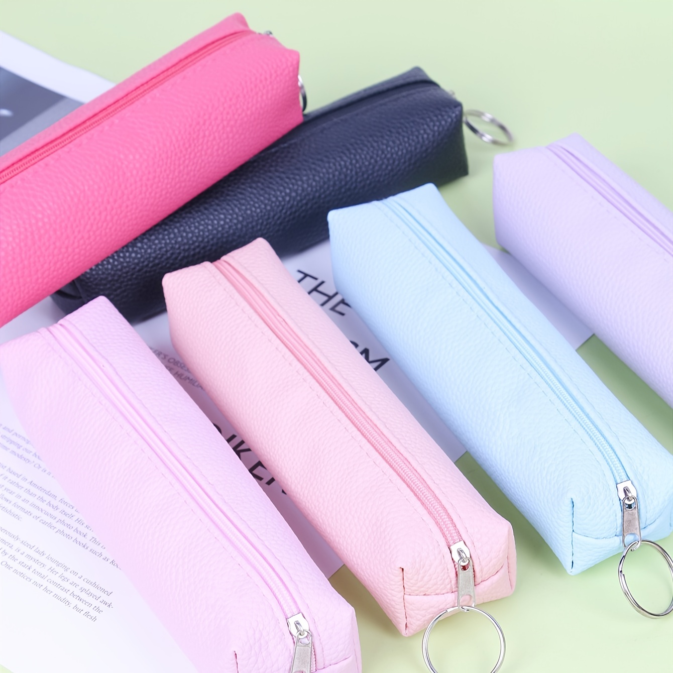 Solid Color Leather Simple Multipurpose Student Stationery - Temu