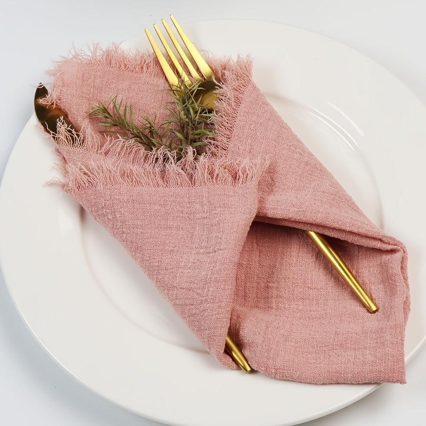 Upgrade Your Dining Experience with Cotton Table Napkins Cloth - Fringe  Dinner Napkins with Rings - Elegant Rustic Frayed Edge Napkins for