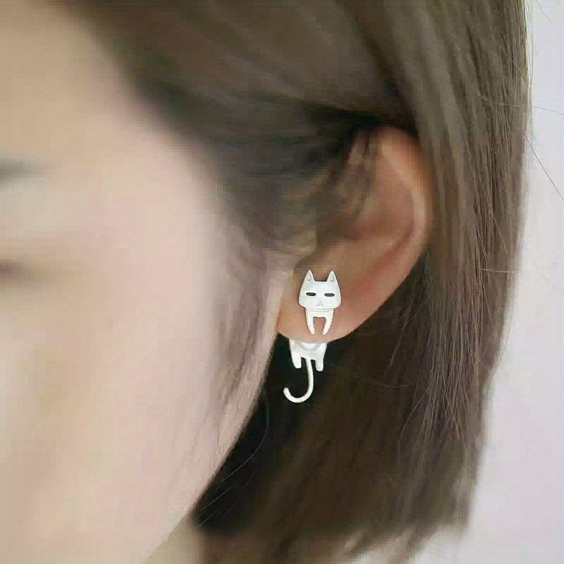 Women's 925 Silver Plated Cat Fish Stud Earrings