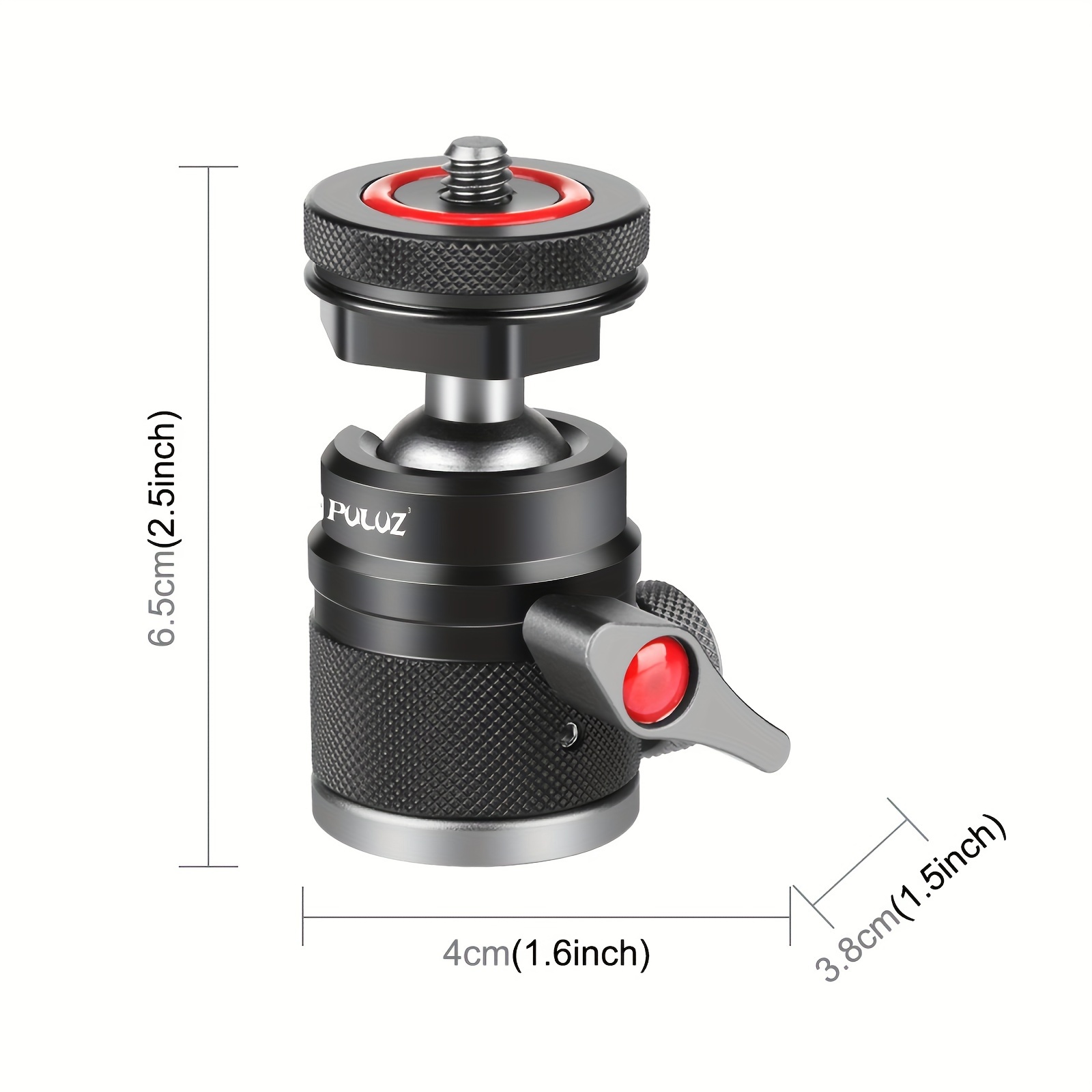 Puluz Aluminum Alloy Ball Head Tripod Mount With Cold Shoe Base