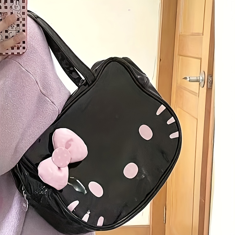 Hello Kitty Luxury Designer Tote Bag Women Large Capacity Shoulder Bags  Cartoon Cute PU Leather Handbags Shopping Women's Bags 