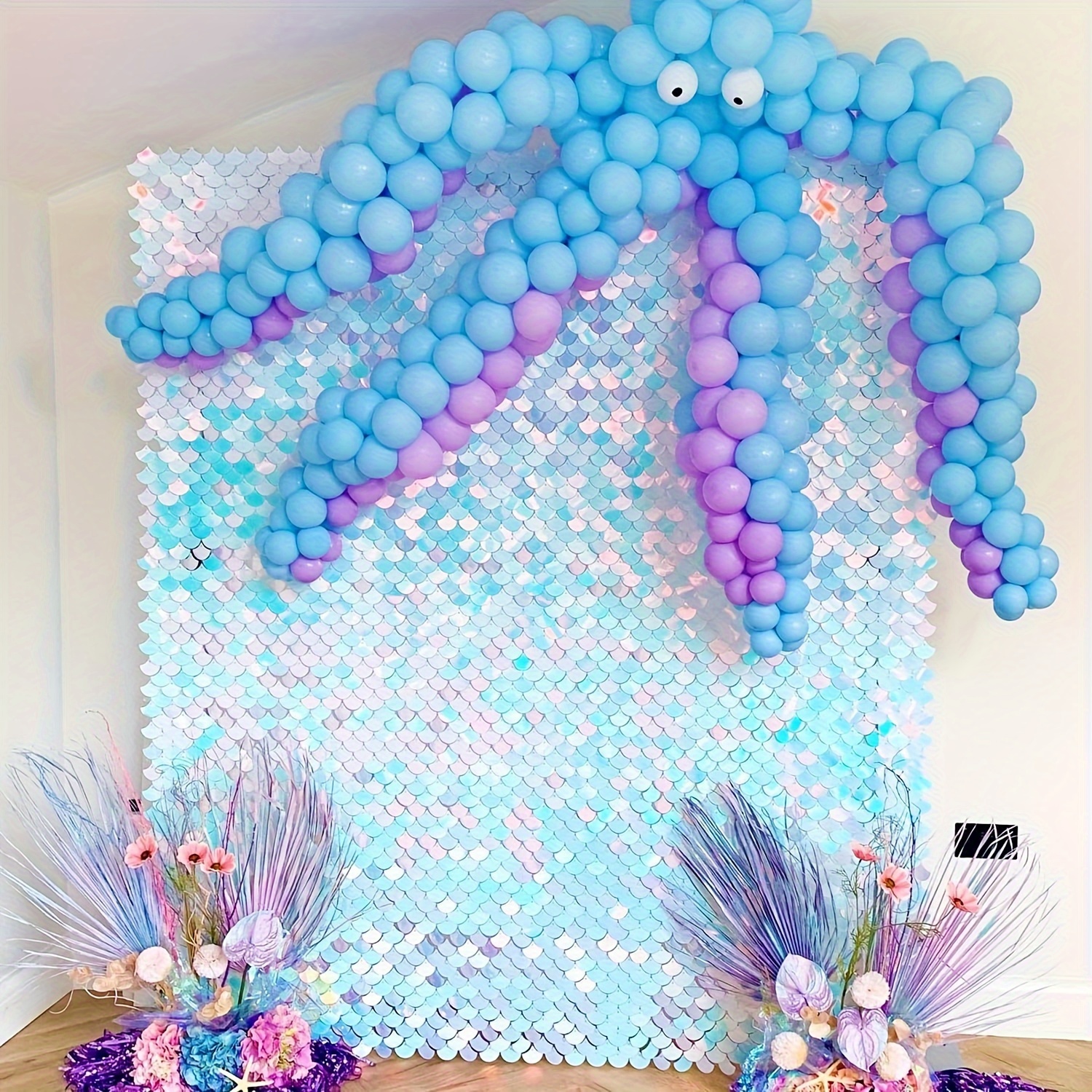 Fish Scales Sequin Shimmer Wall Backdrop Panel Photo - Temu