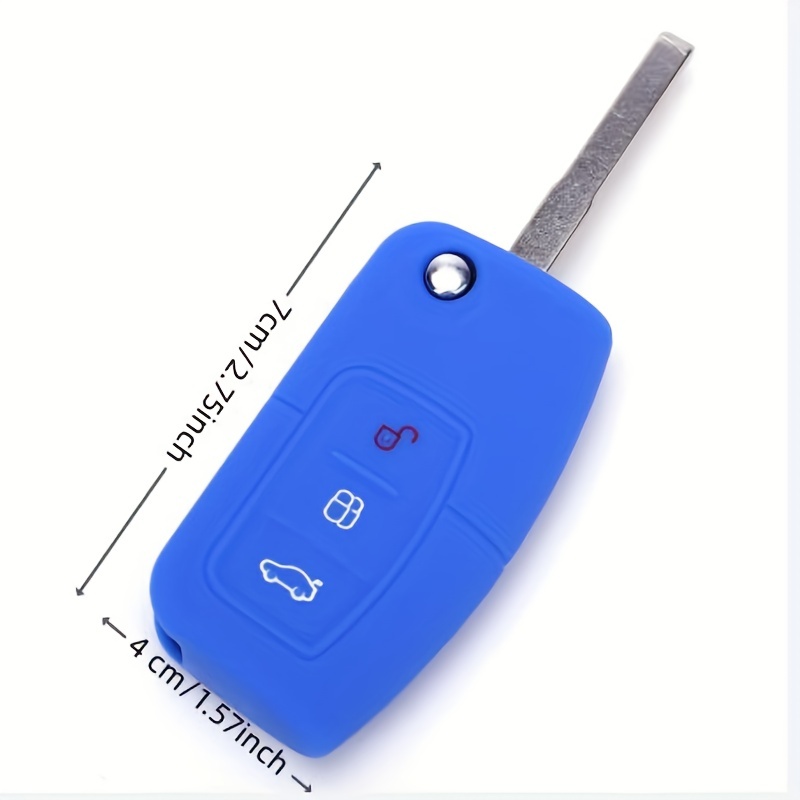 Cool Blue Silicone Key Cover For Ford Fiesta, Focus, Mondeo & More – Flip Style, Easy Fit
