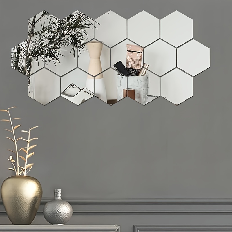 Hexagon Acrylic 3d Mirror Wall Stickers Living Room Bathroom - Temu