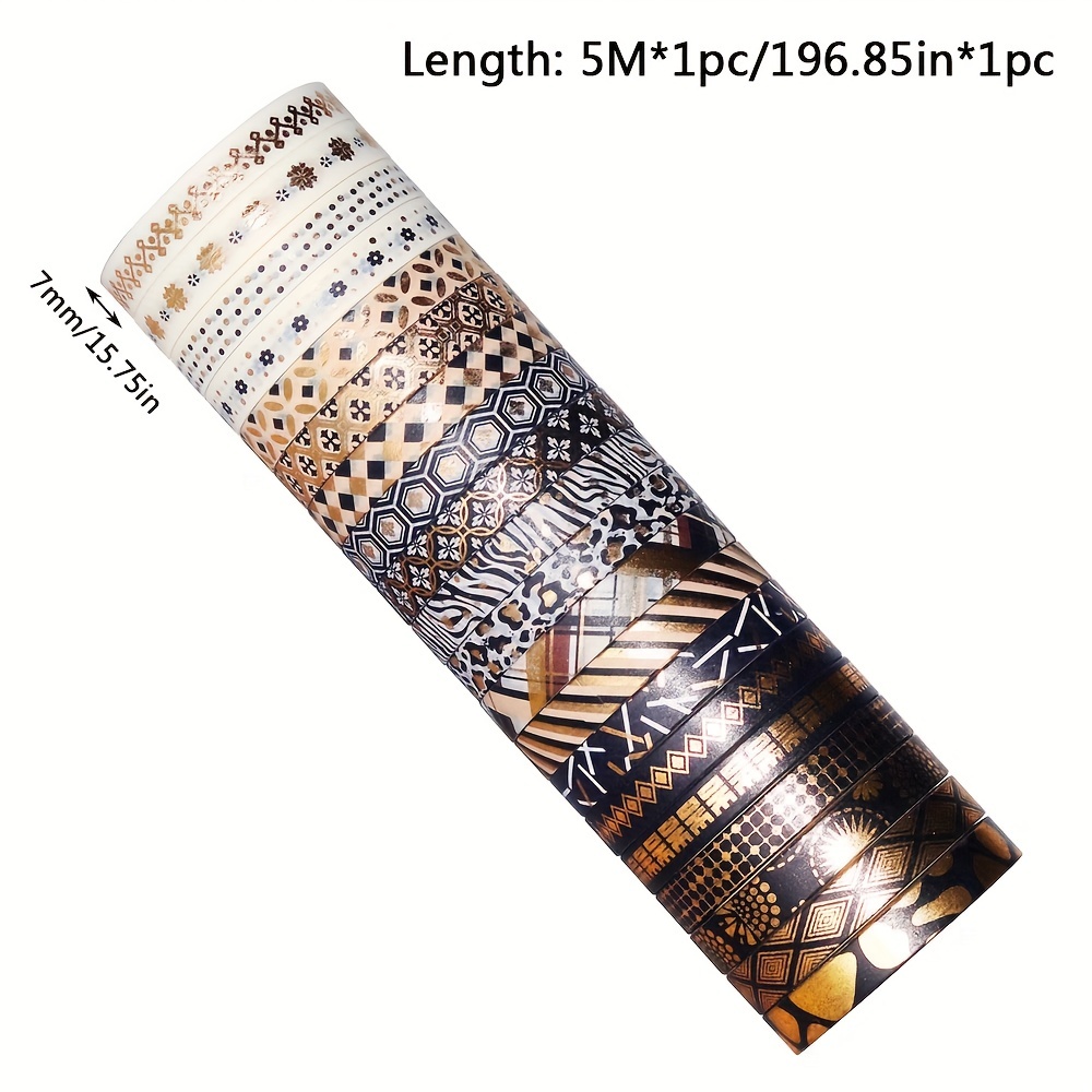 Black Golden Washi Tape Golden Foil Decorative Tape For Diy - Temu