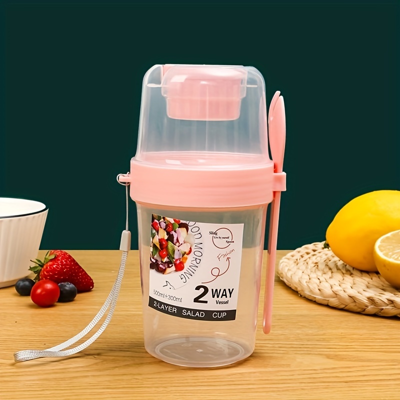 Salad Cup,Salad Dressing Container to Go,Fresh Salad Cup with Fork and  Dressing Holder,Salad Meal Shaker Cup,Reusable Portable Fruit and Vegetable