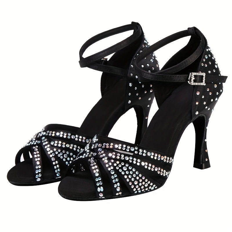  Zapatos de baile latino para mujer Waltz Moderno Salón de baile  de cuero con lentejuelas punta del dedo del pie gatito talón de rendimiento  zapatos de entrenamiento : Ropa, Zapatos y