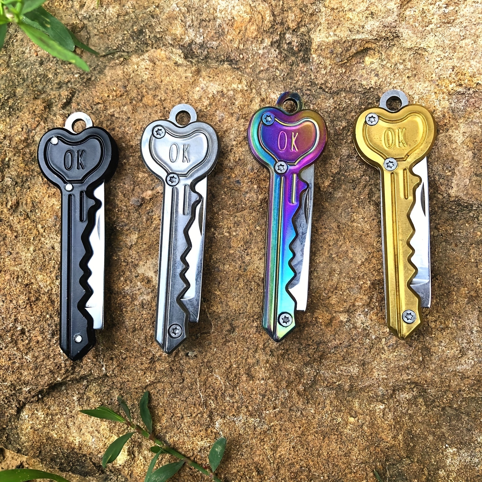 Heart Key Knife Keychain