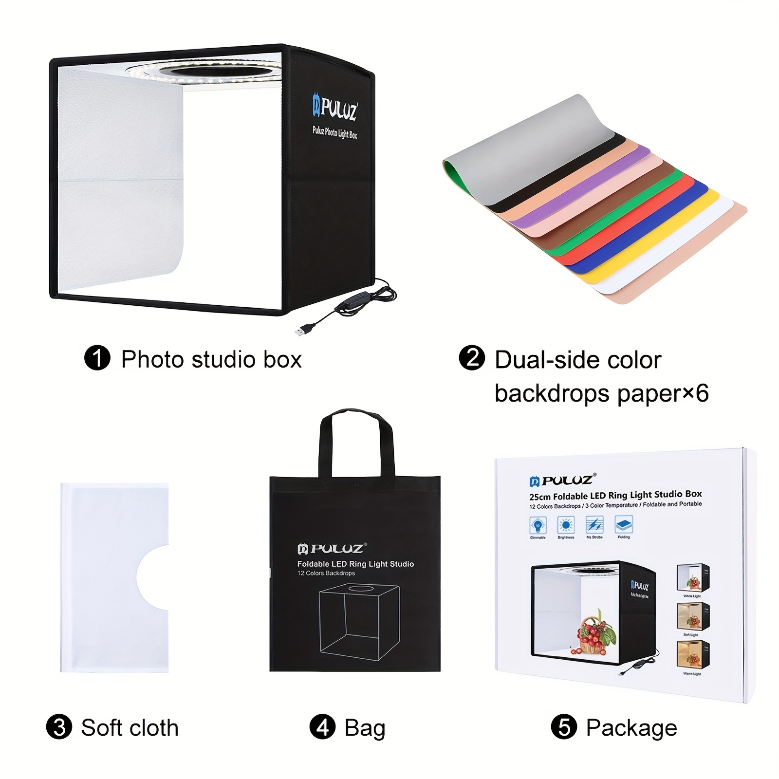 Puluz Photo Studio Light Box Quick Install Foldable Portable - Temu