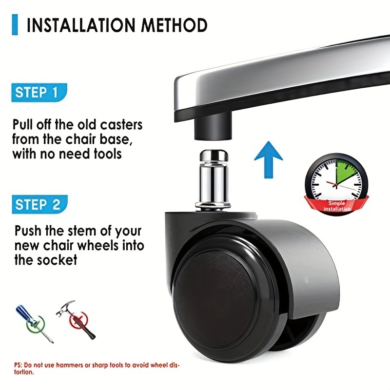 Chair Wheels Casters Office Stopper Caster Glides Fixed - Temu