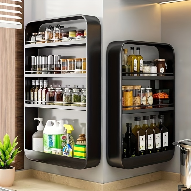 Especiero de 3 niveles con cajón para gabinete de cocina y organización de  despensa, plástico duradero, superficie antideslizante, gris