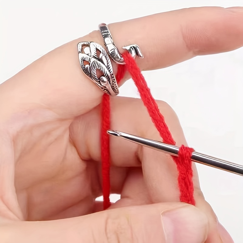 Adjustable Knitting Loop Crochet Ring Open Finger Ring Yarn - Temu Germany