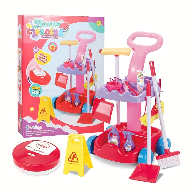 Juguete de simulación de Limpieza, Juguete de Juego de Roles, Carrito de  Juguete, para niñas niños(Pink)