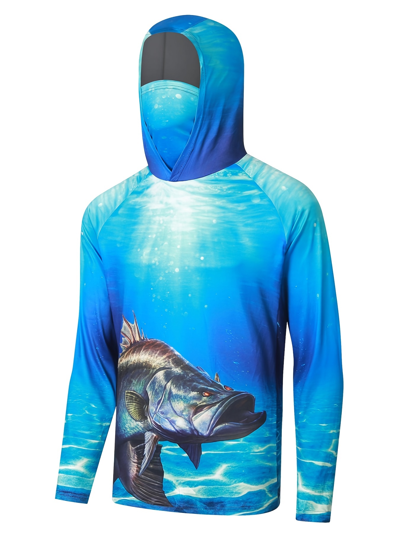 Plus Size Men's 3d Fish Print Hoodies Face Cover Long Sleeve - Temu