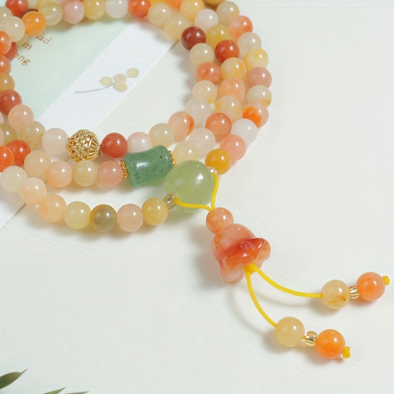 Trendy Classic Jade Colorful Round Beads Decorative Bracelet For Men, Holiday Birthday Gift For Boyfriends / Girlfriends