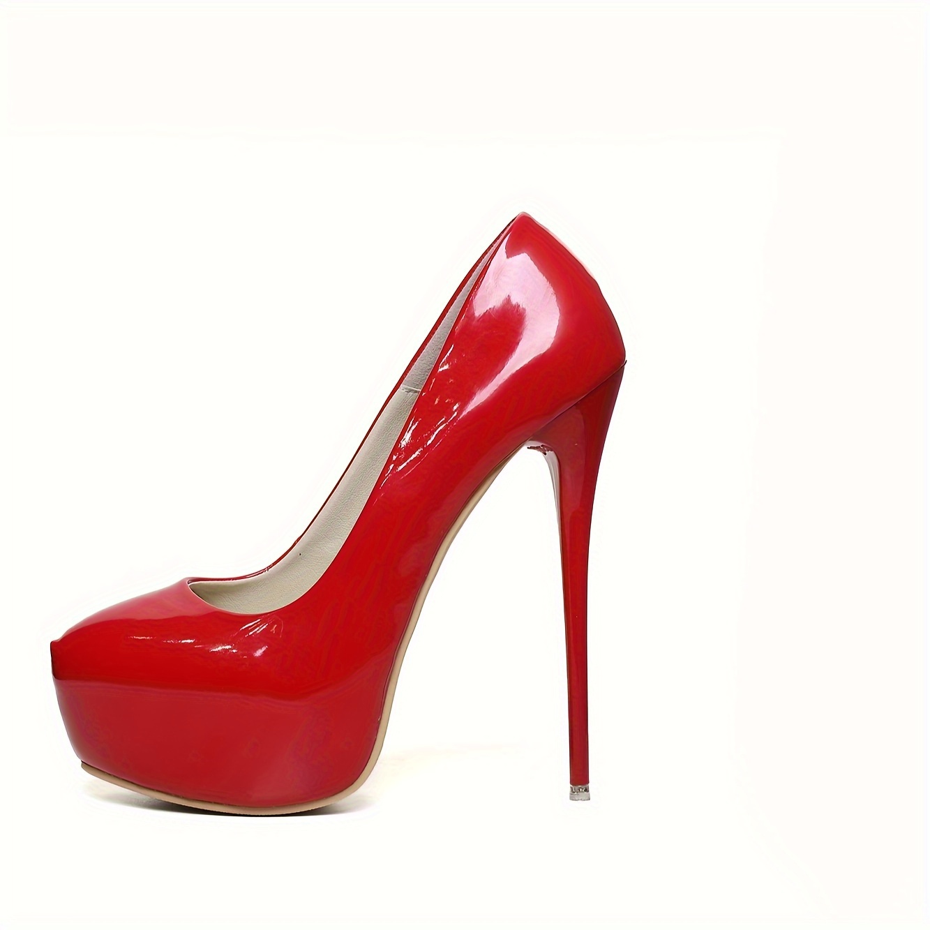 Women's Platform Super High Heels Solid Color Patent Leather - Temu