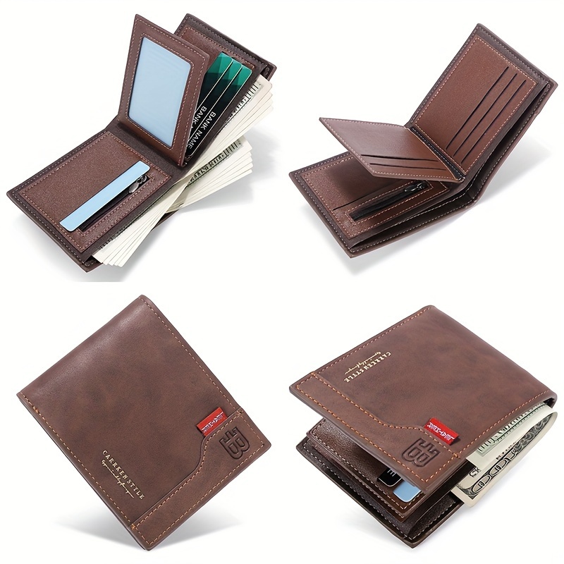1pc Men's New Fashion Wallet, Large Capacity Coin Purse, Multi Card Slot Card Case With Zipper Coin Pocket Money Clip