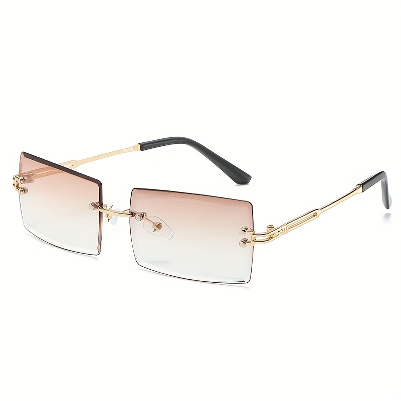 Rimless Sunglasses Gradient UV400 Sun Shades With Case
