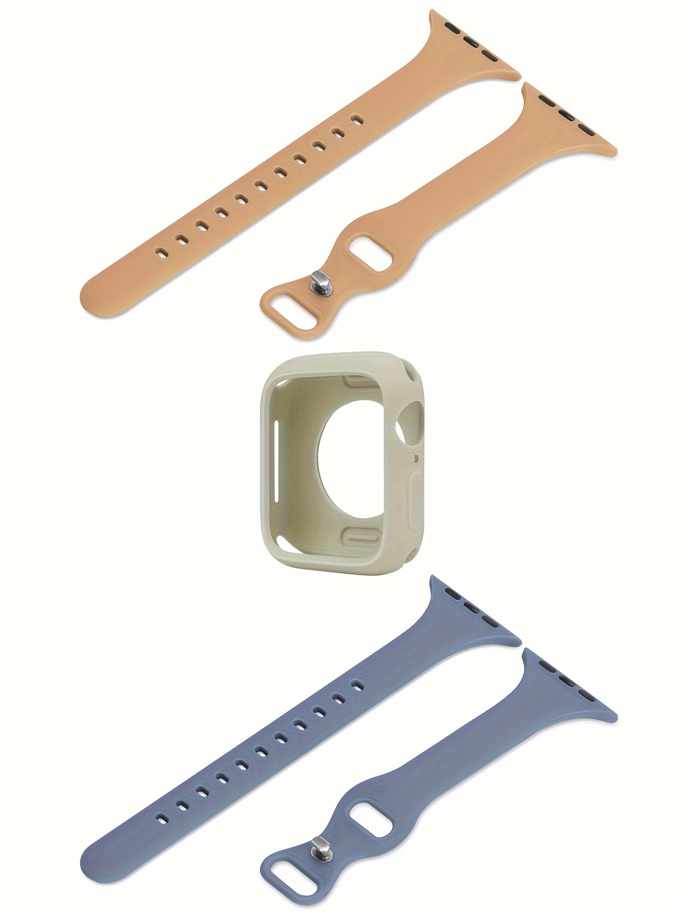 2pcs Women Men Cute Soft Silicone Sports Watch Strap Adjustable Waterproof Wristbands & 1pc Silicone Protective Case, For Apple Watch Band 38/40/41/42/44/45/46/49mm, For Apple Watch Series Ultra/SE/11/10/9/8/7/6/5/4/3/2/1, Intelligent Watch Accessories