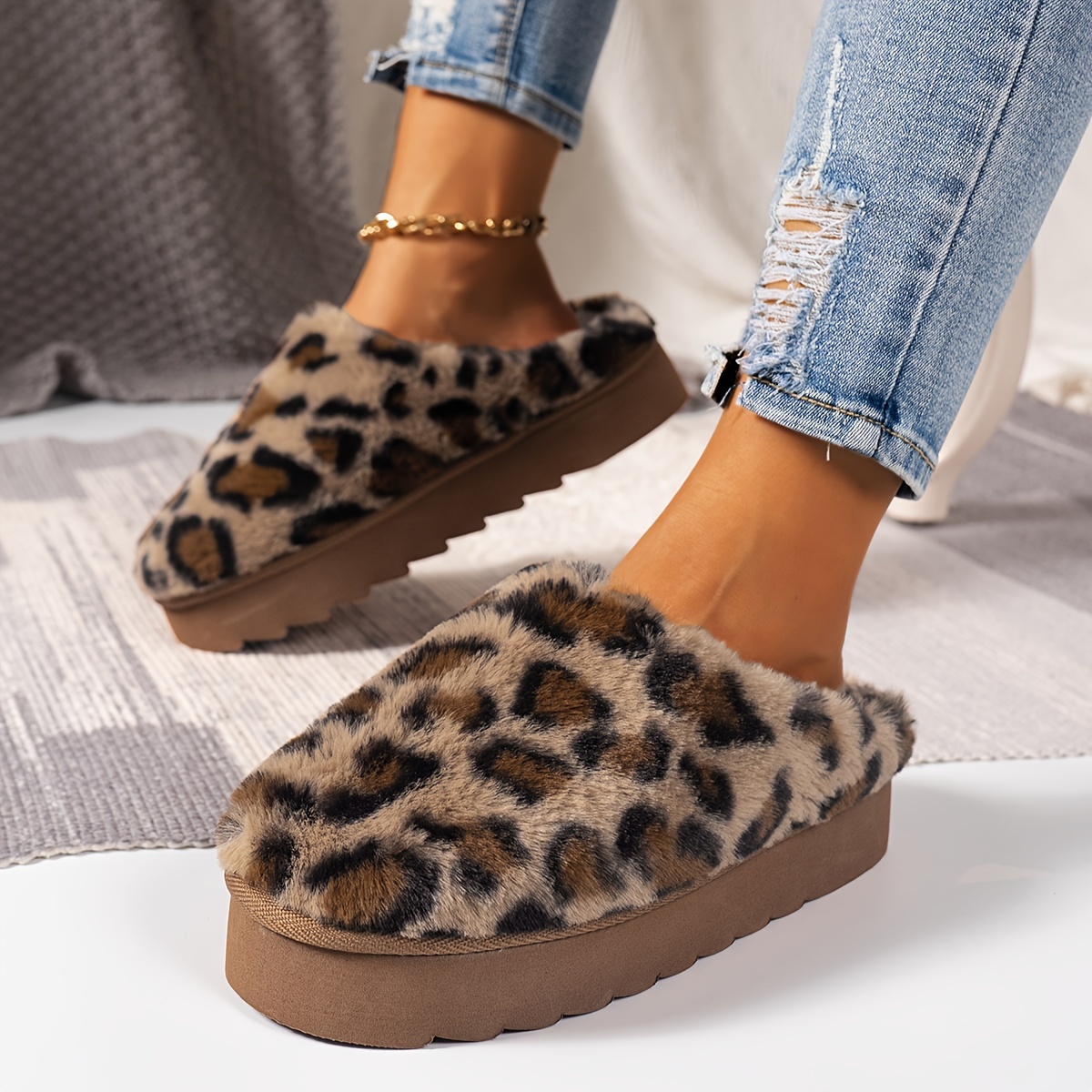 lystmrge Womens Slipper Slides Leopard Womens House Shoes Slippers