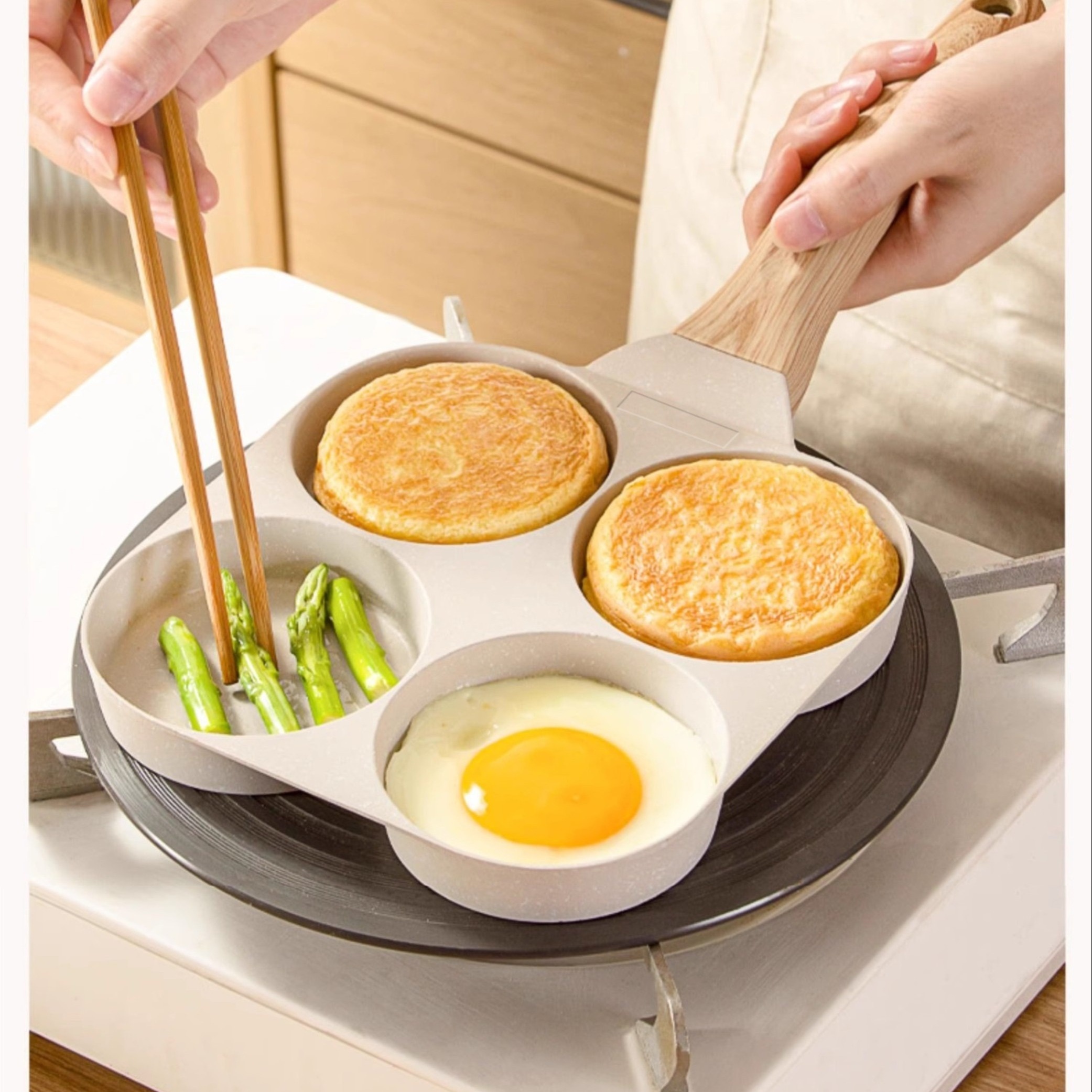 3 Holes Frying Pan Nonstick Egg Frying Pan Egg Burger Maker - Temu