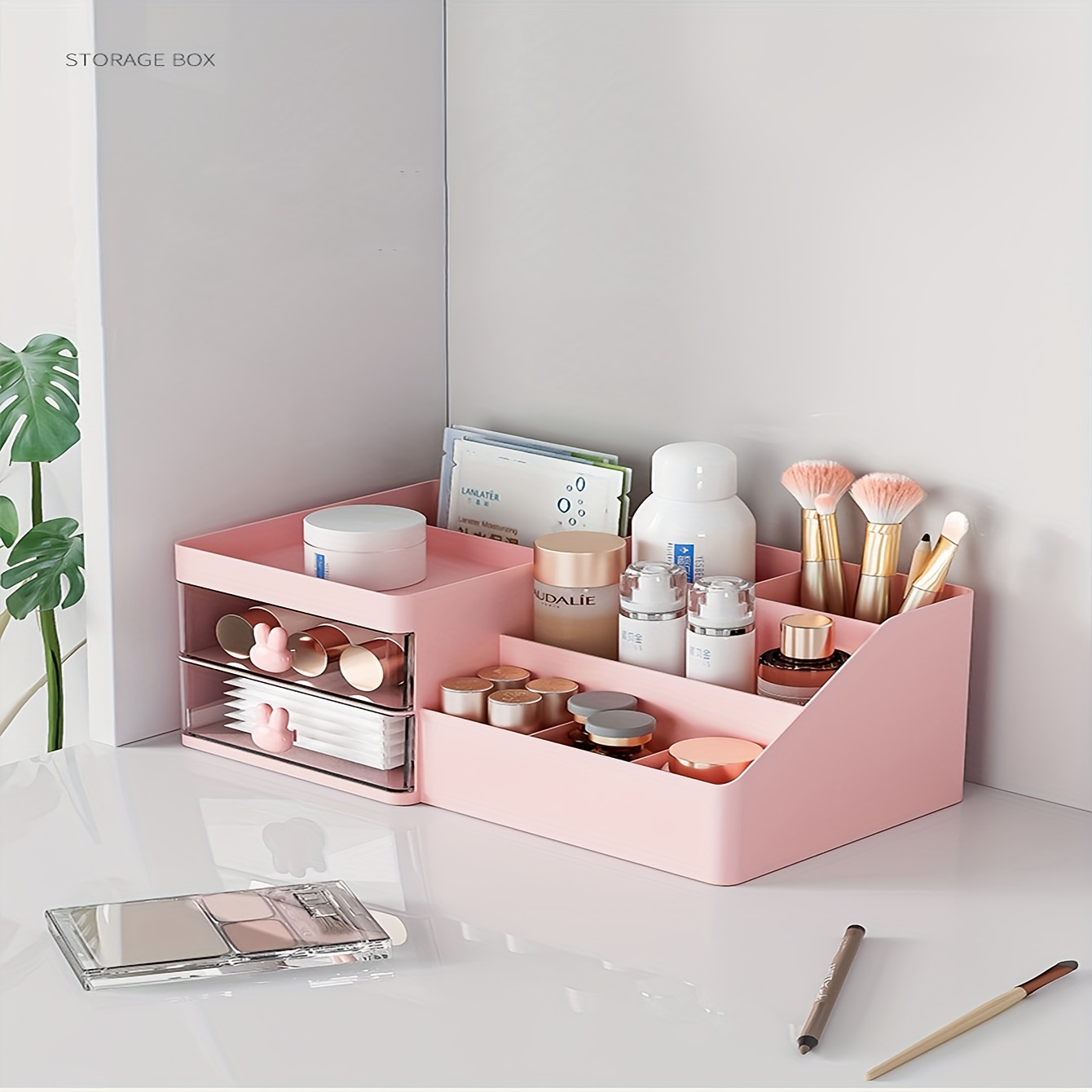 Makeup Organizer For Vanity, Large Countertop Organizer With Drawers, Cosmetic  Storage For Skin Care, Brush, Eyeshadow, Lotion, Lipstick, Nail Polish,  Perfect For Vanity, Bathroom, Bedroom - Temu