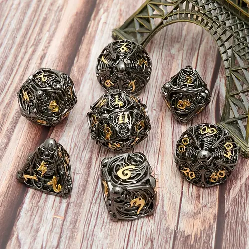 openwork dice pure copper electroplated coc running group dice dnd dragon and underground board game multi sided 7pcs set