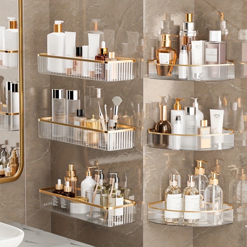Wall Mounted Gold Brass Bathroom Corner Shelf Bathroom Shampoo Shelf Bath Shower  Shelf Soap Holder building materi…