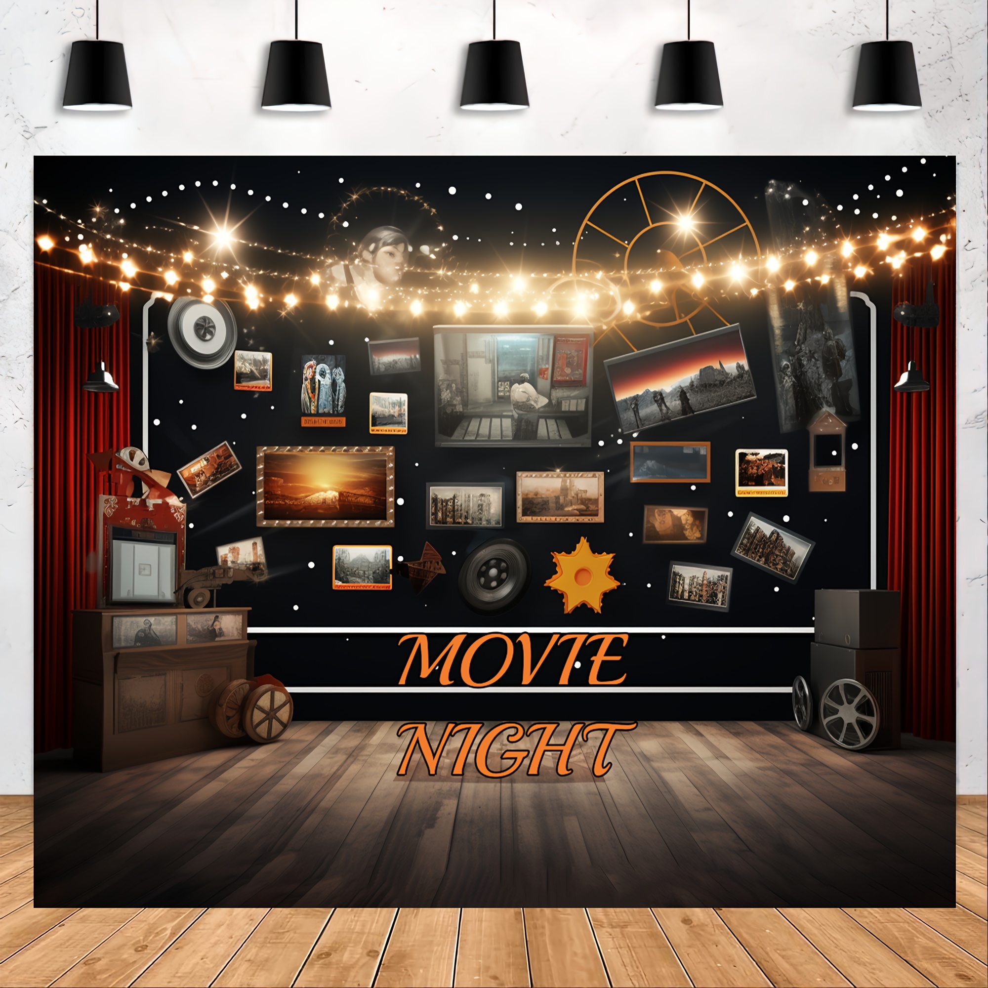 Cinema Movie Night Backdrop Drive In Movie Night Theme Birthday Party  Photography Background Red Carpet Movie Night Dress-up Awards Parties  Decoration