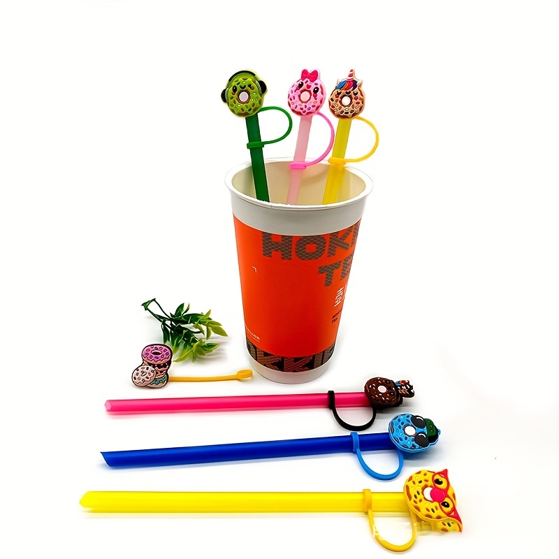 Silicone Straw Plug 6pcs Drinking Straw Cover, Cute Cartoon Straw Tips Cover,  Reusable