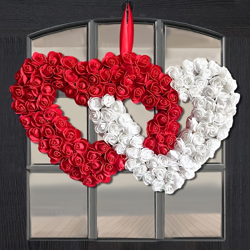 Ghirlanda di San Valentino per porta d'ingresso, ghirlanda a forma di  cuore, decorazione per San Valentino per parete, finestra, portico,  ghirlanda