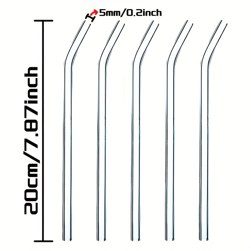 4pcs White Glass Reusable Straws With Curved Shape And Heat