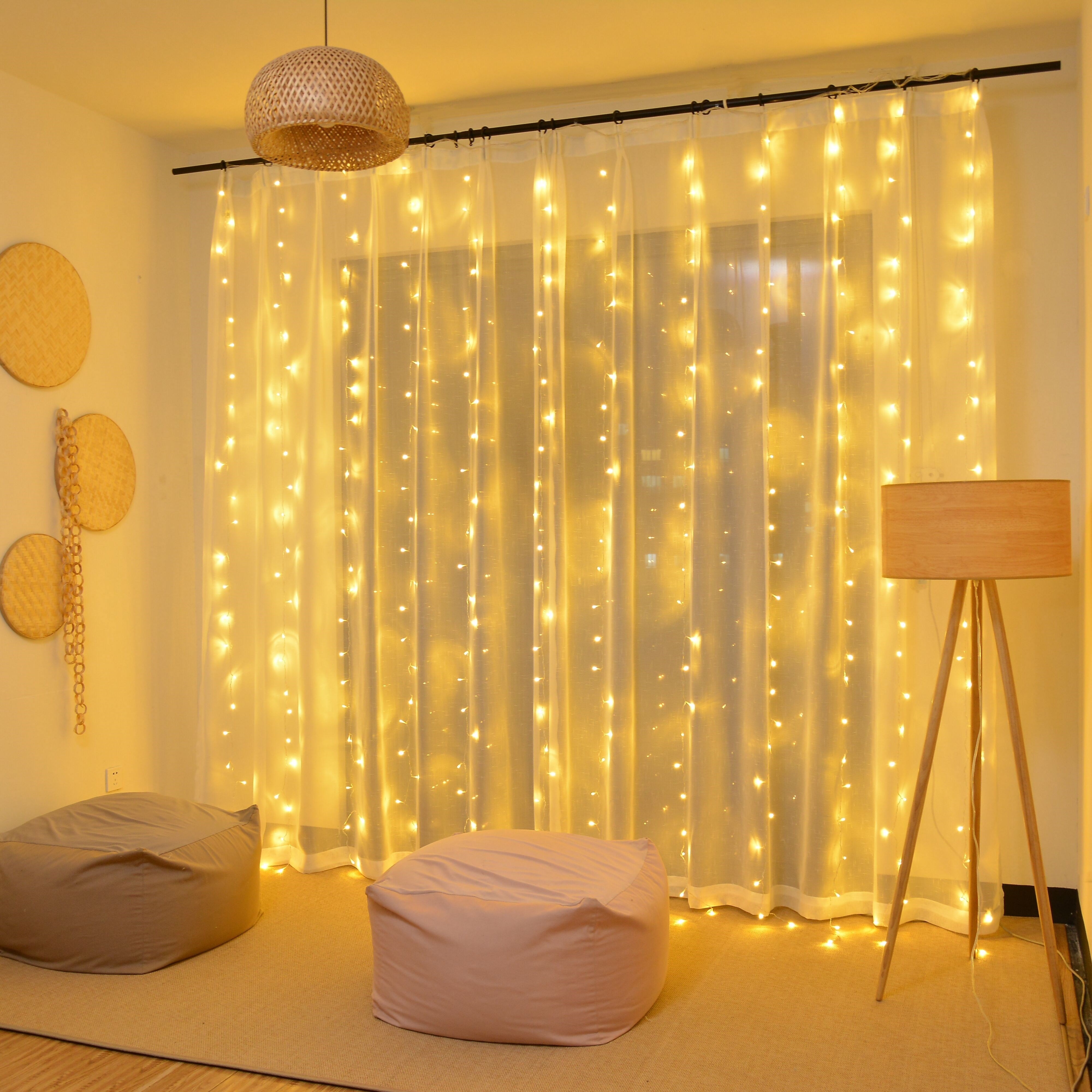 Led Fairy Lights Christmas Curtain Lights 8 Lighting Modes - Temu