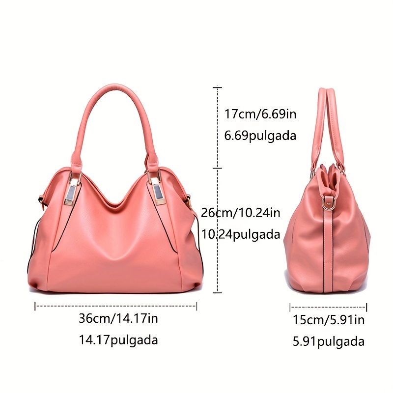 Soft Faux Leather Tote Handbag, Women's Large Capacity Shoulder Hobo Purse  With Removable Strap - Temu