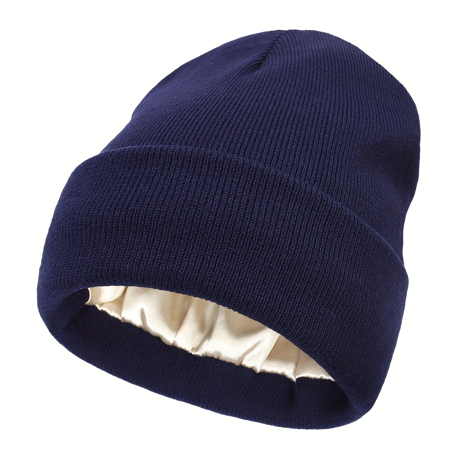 Bonnet épais doublé en Satin pour homme et femme, bonnet en tricot