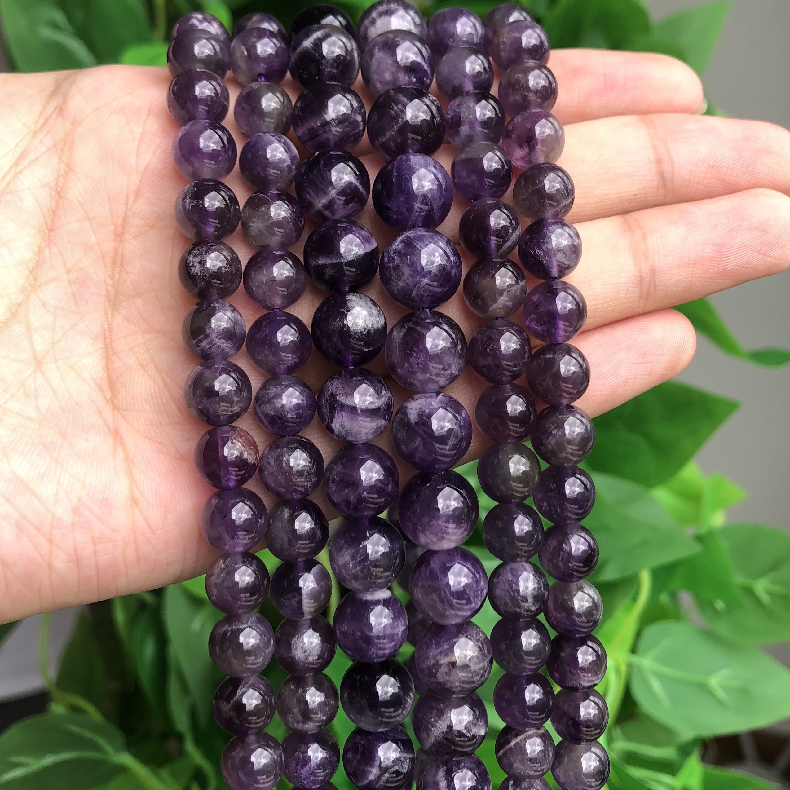 Amethyst Crystal Bracelet, Large 12mm 10mm 8mm Gemstone Beads 