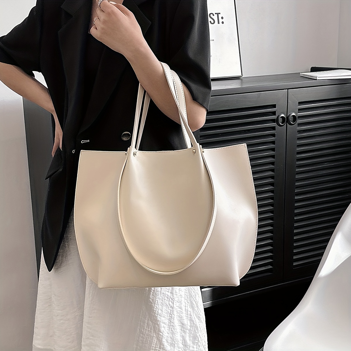 Minimalist Ruched Shoulder Bag, Fashion Solid Color Zipper Handbag, Women's Underarm Purse,Temu