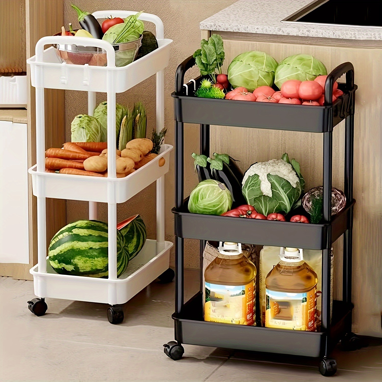 Upgrade Your Bedroom Storage With This Multifunctional White & Yellow  Trolley Shelves Organizer! - Temu