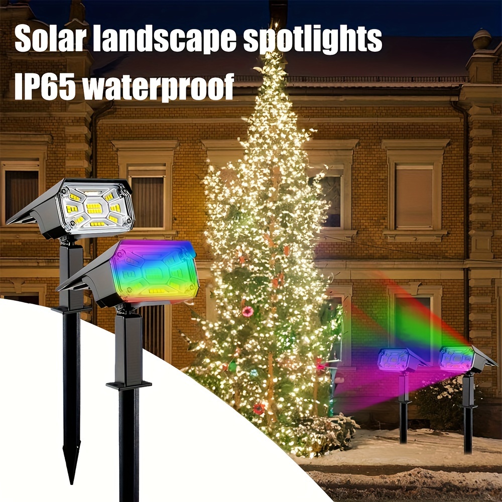 Paquete de 2 18 LED Solar Spot Lights Exterior, IP65 Impermeable Paisaje  Foco Inundación Lámparas para Jardín Césped Patio Patio Porche Pared  Cubierta