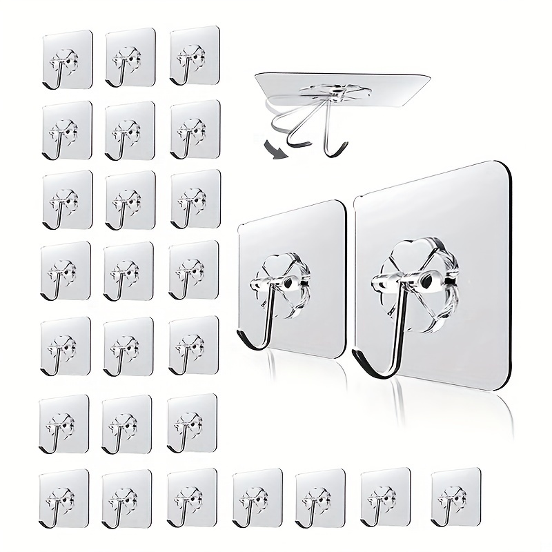 6 Pairs New Double Sided Adhesive Wall Hooks Utility Hooks,13.2lb(Max) Self  Adhesive Hooks,Wall Hooks for Hanging Heavy Duty, Waterproof and