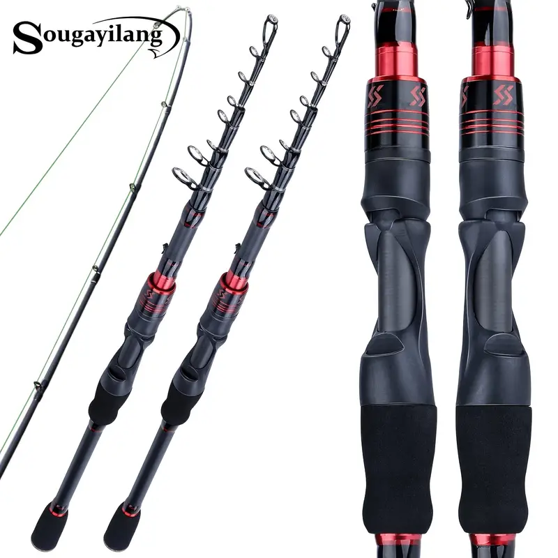 Sougayilang Portable Carbon Fiber Spinning Travel Fishing Rod - Telescopic  and Lightweight