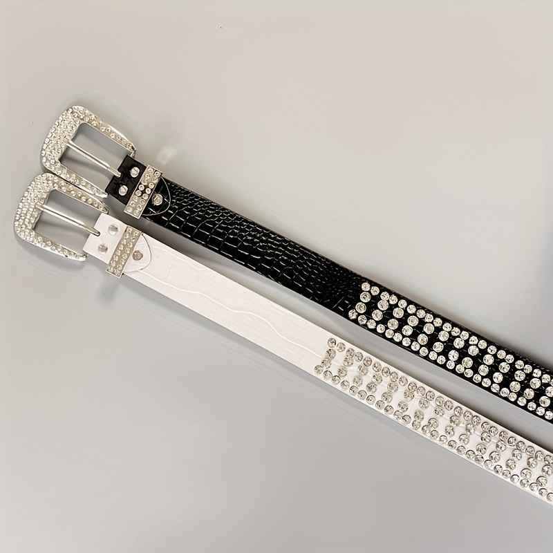 Punk Y2K Rhinestone Belts For Women Luxury Strap Pin Buckle Disco