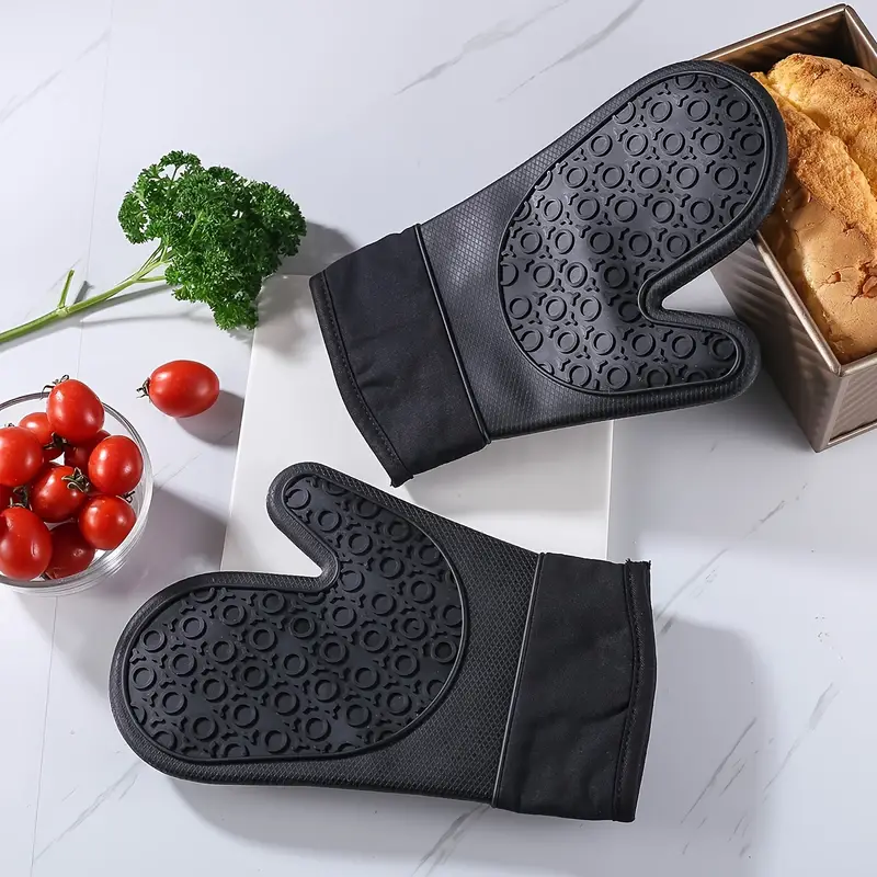 Two-finger Silicone Oven Mitt, Thickened Anti-scalding Heat