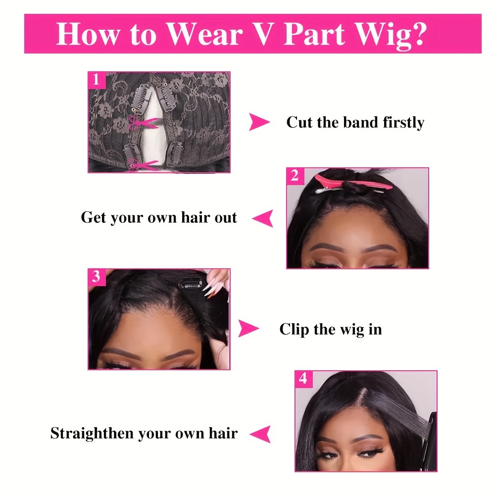 V Part Wigs Straight Brazilian Virgin Human 100 Hair Wigs Temu