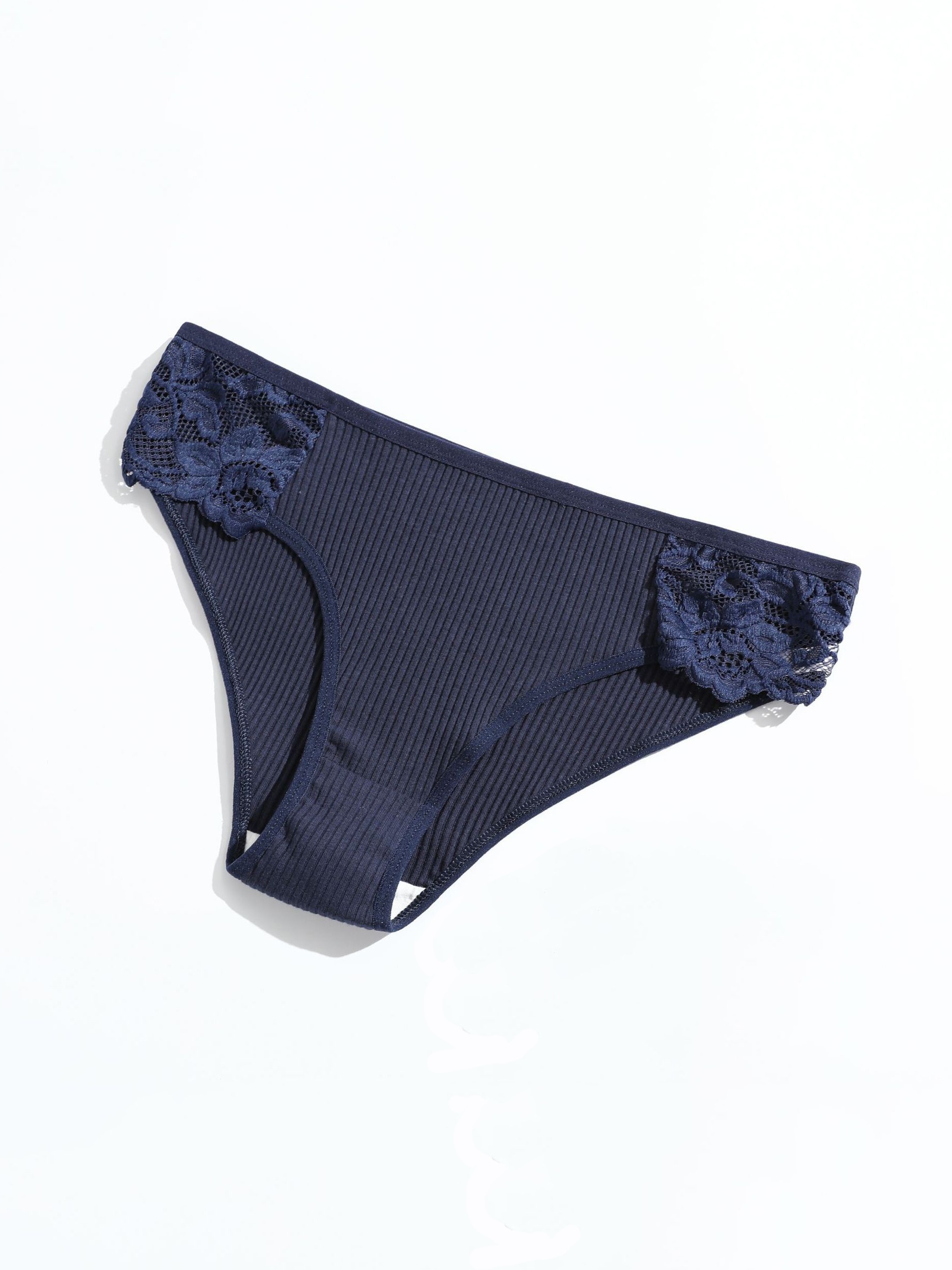 Contrast Lace Ribbed Briefs Comfy Breathable Stretchy - Temu