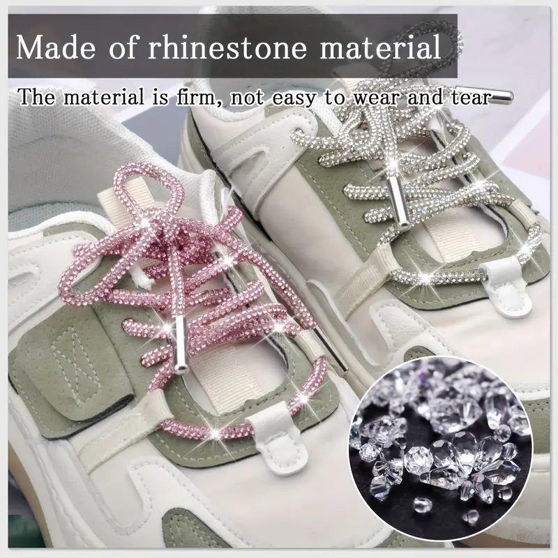 SamEliza 2Pairs Rhinestone Shoe Laces Crystal Rhinestone Glitter Rope