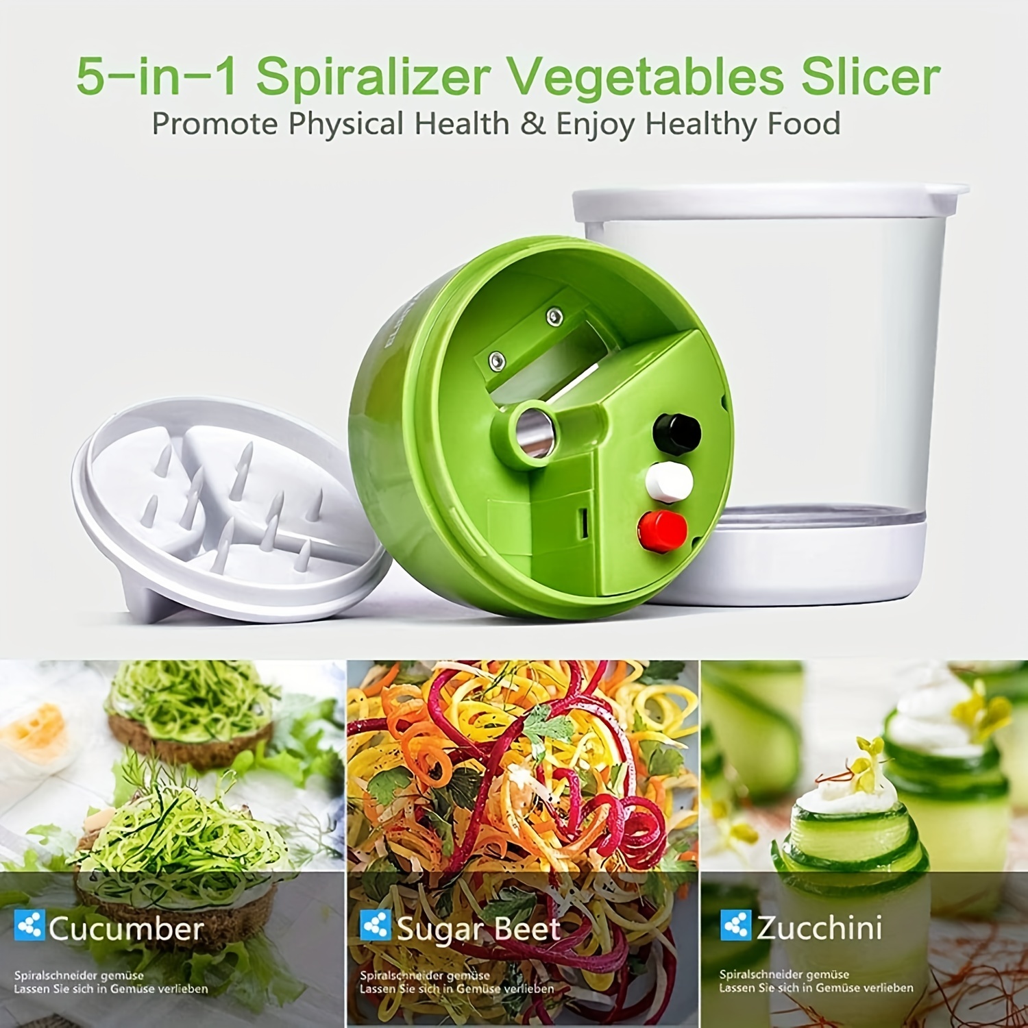 4in1, Vegetable Spiralizer, Manual Zucchini Noodle Maker With Strong  Suction Cup, Zoodles Spiralizer For Potato, Multifunctional Vegetable  Slicer, Fruit Grater, Kitchen Stuff, Kitchen Gadgets - Temu